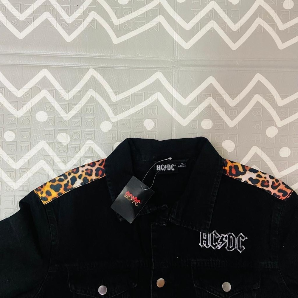 Vintage retro AC/DC acdc graphic denim jean jacket coat - Picture 3 of 5